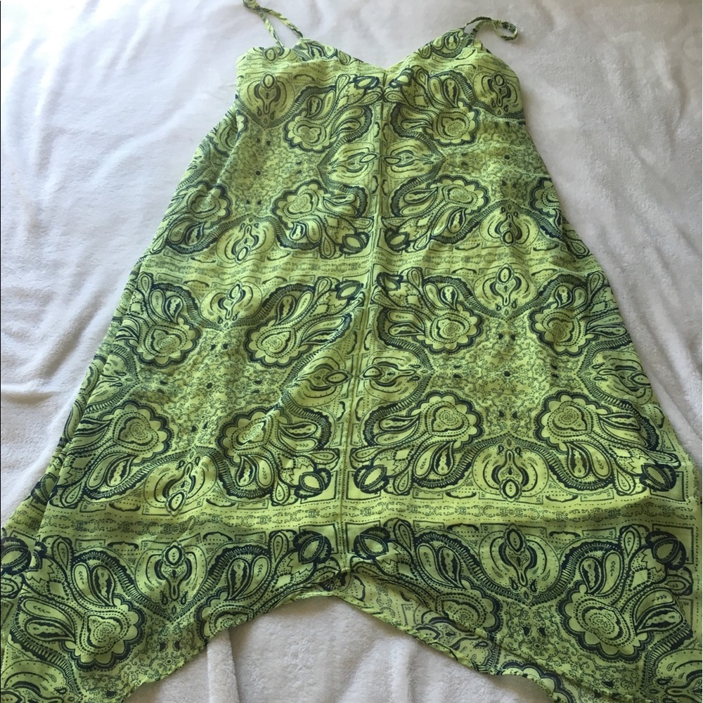 A green paisley dress